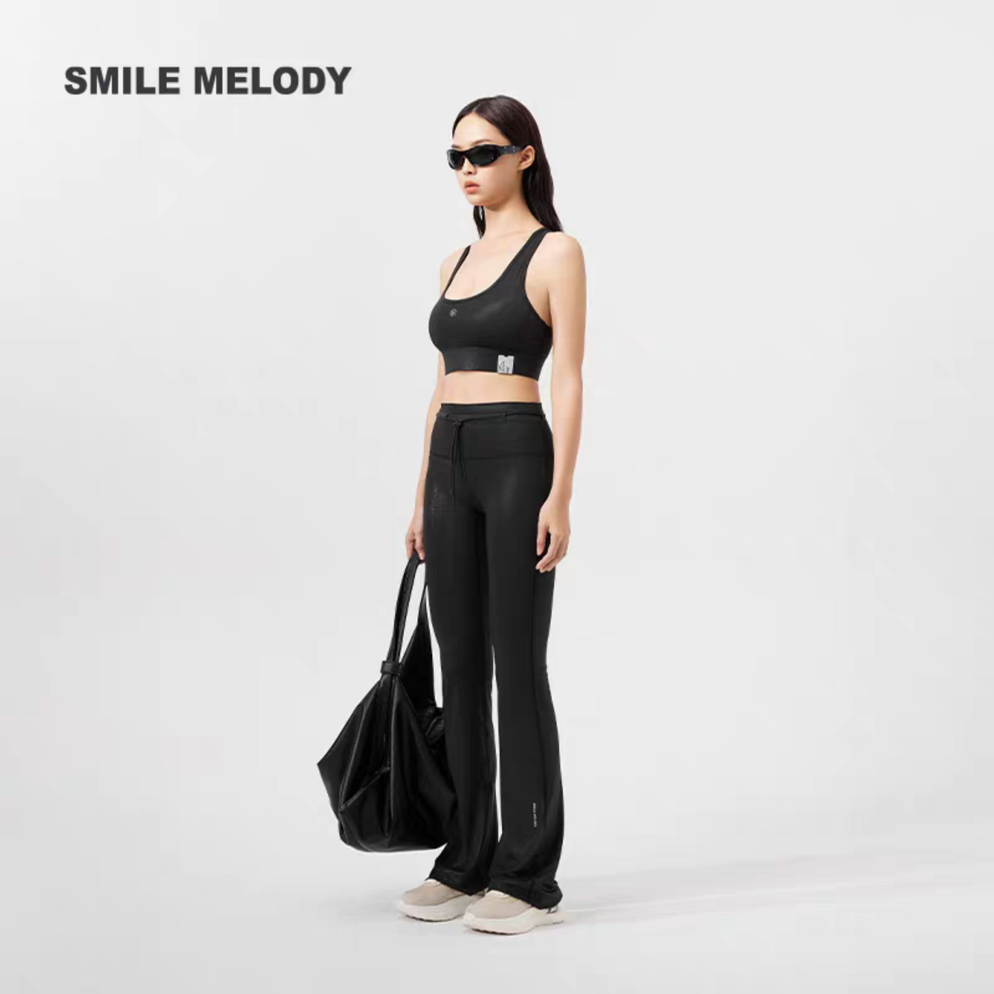 Smile Melody純色高腰修身LEGGINGS三分騎行瑜伽裸感女運動健身褲