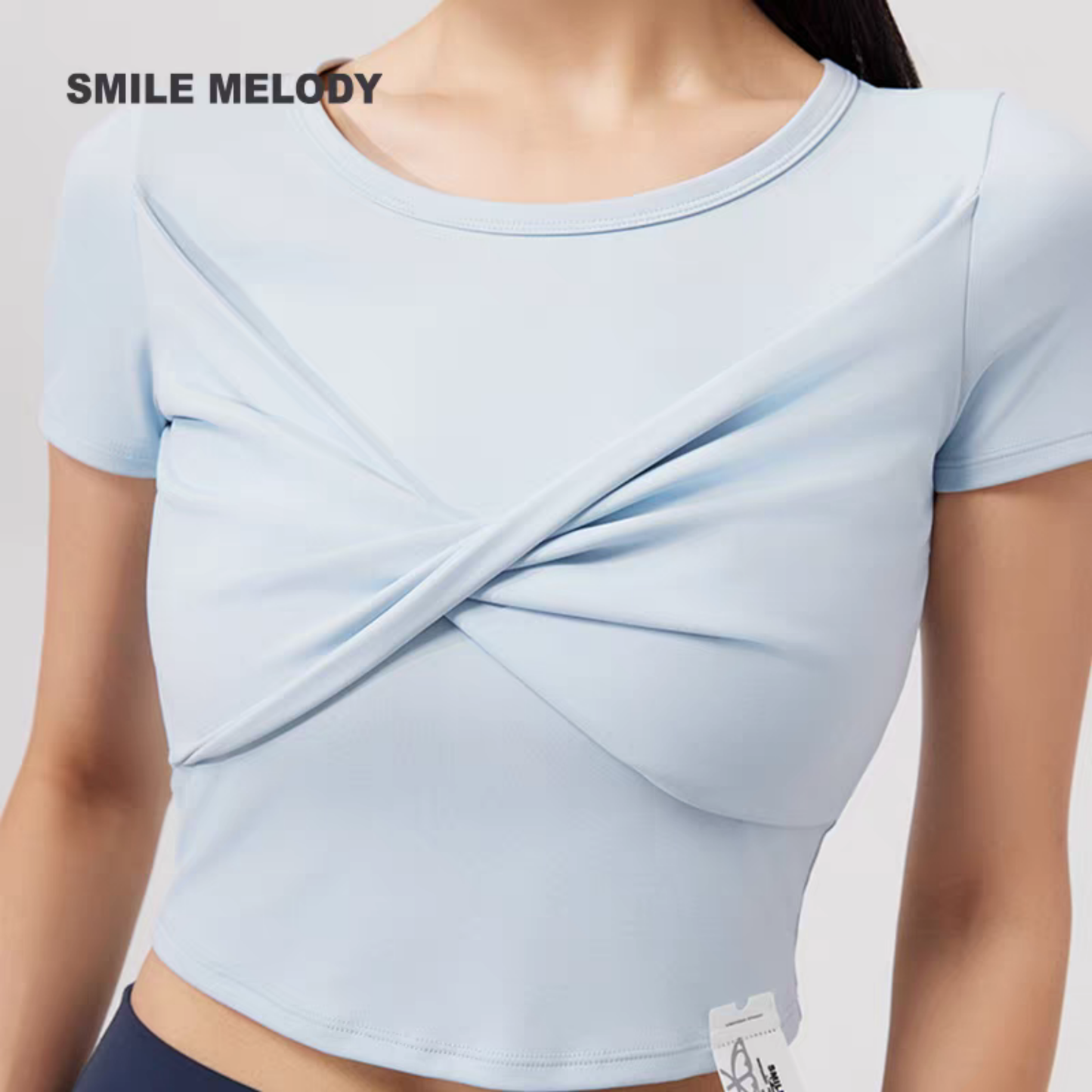 Smile Melody 立體蝴蝶擰結純色高腰短袖