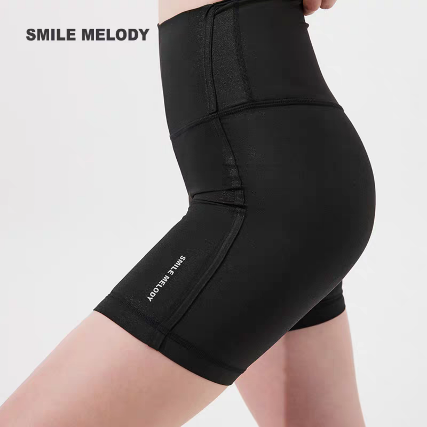 Smile Melody純色高腰修身LEGGINGS三分騎行瑜伽裸感女運動健身褲