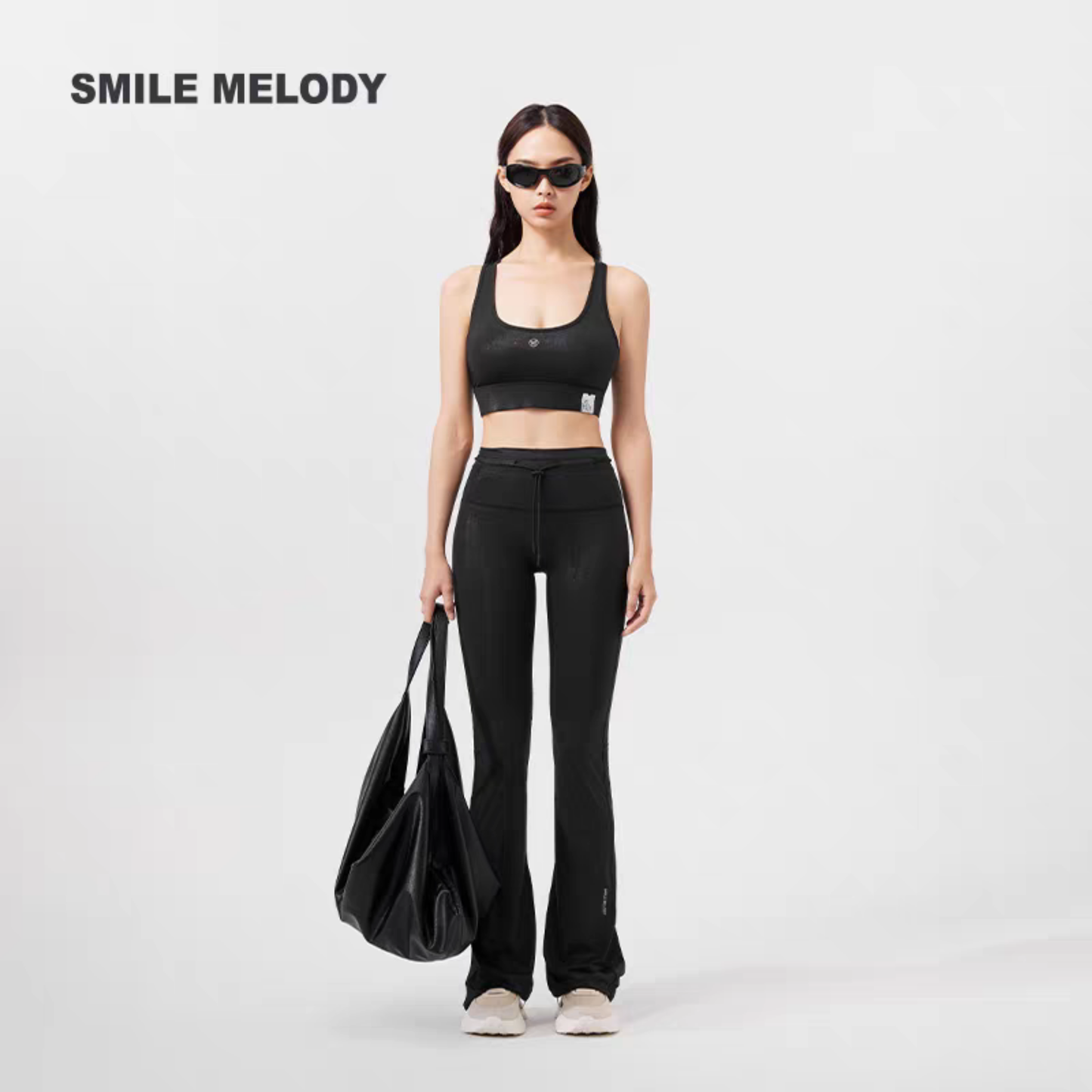 Smile Melody純色高腰修身LEGGINGS三分騎行瑜伽裸感女運動健身褲
