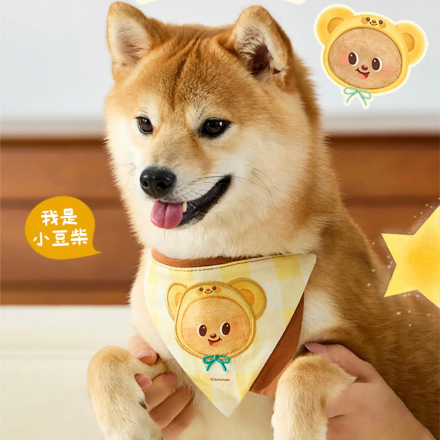 【有點淘氣x黃油小熊】寵物口水巾貓狗通用