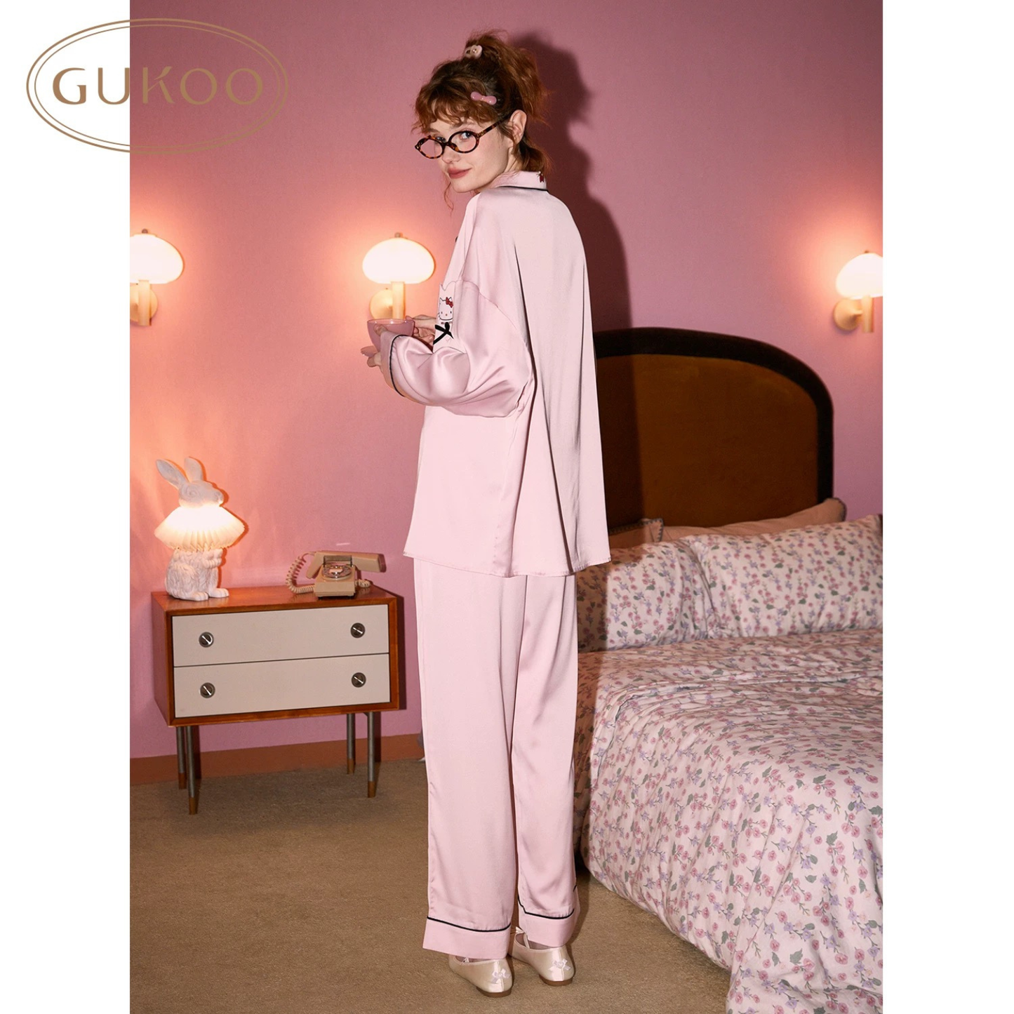 Gukoo/果殼Hello Kitty冰絲睡衣