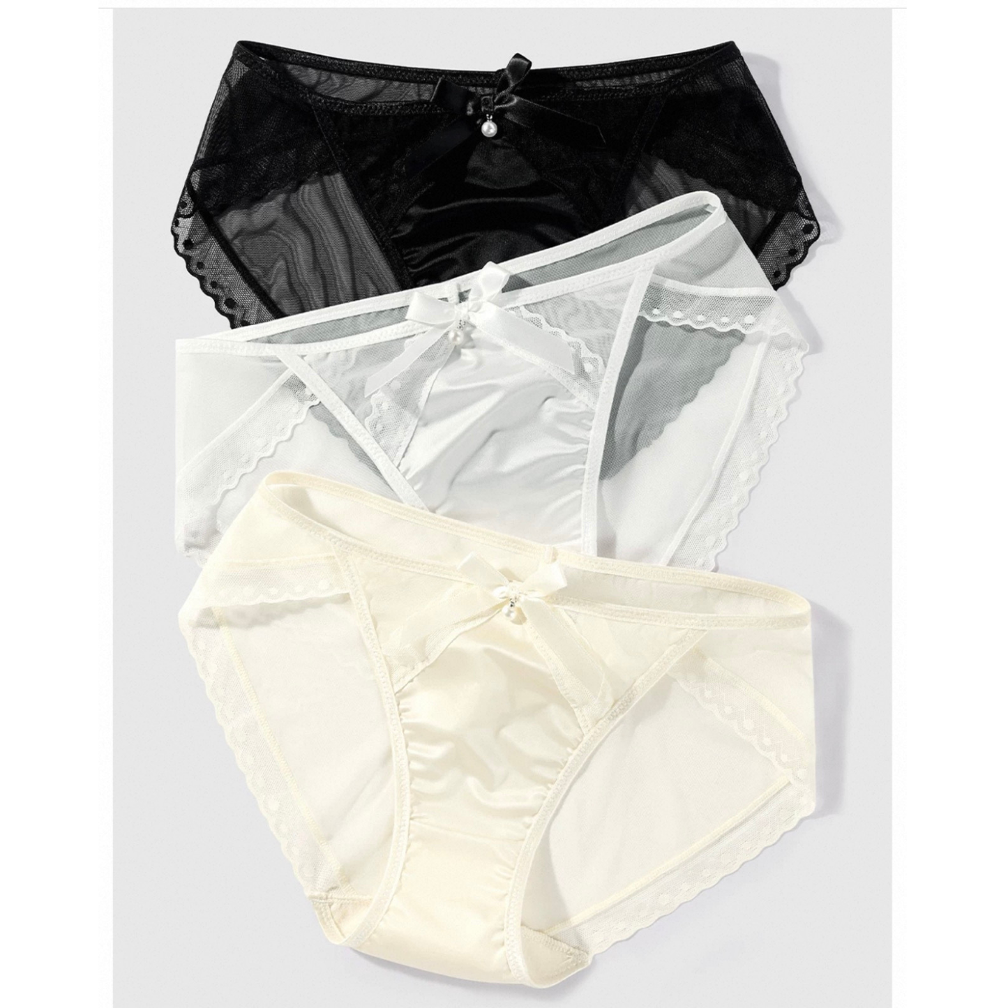 AIMO埃茉內褲｜純棉抗菌襠夏薄款純欲緞面網紗三角褲