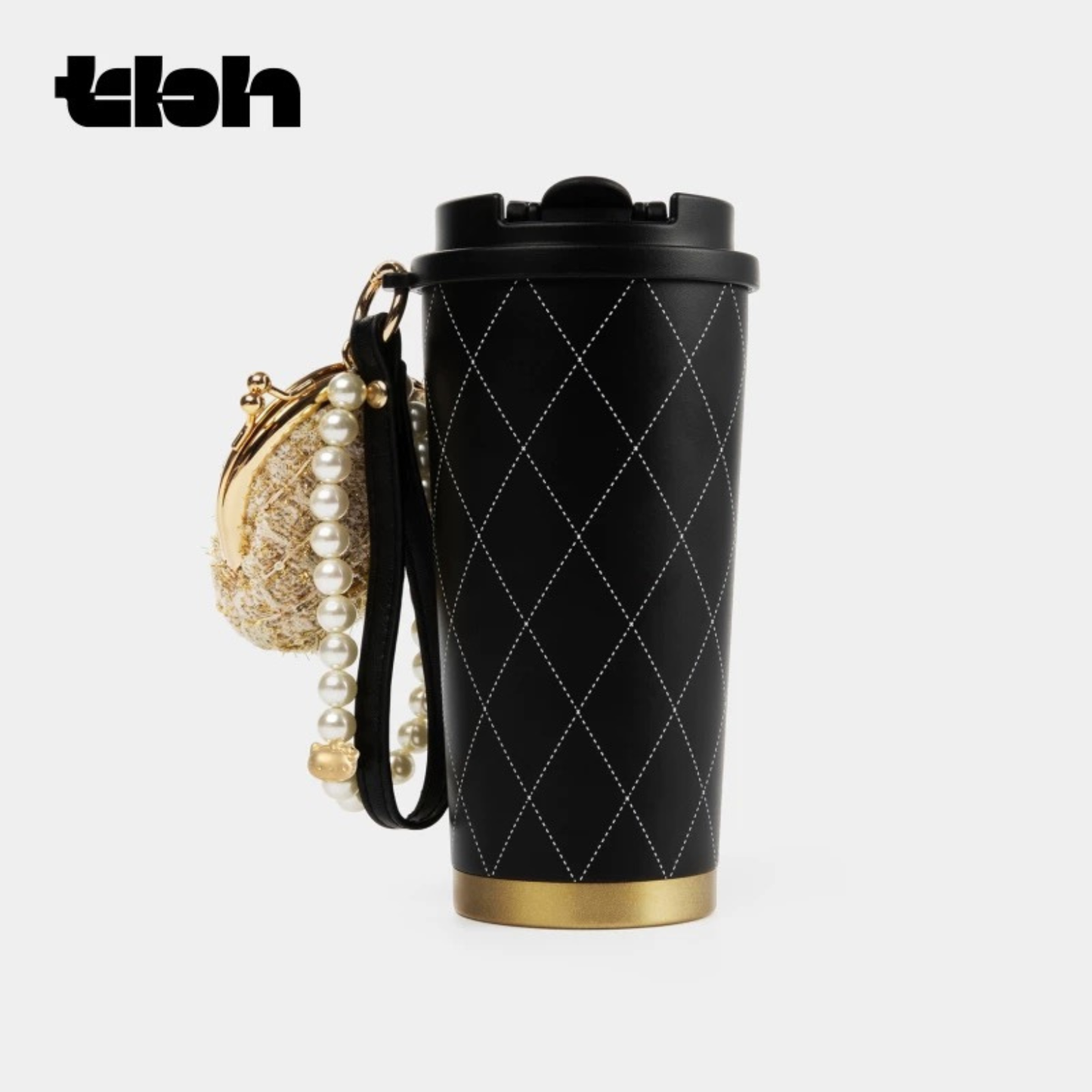 tbh野獸派Hello Kitty｜金色假日菱格纹 480ml不鏽鋼保溫杯