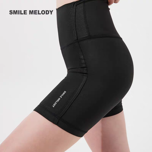 Smile Melody純色高腰修身LEGGINGS三分騎行瑜伽裸感女運動健身褲