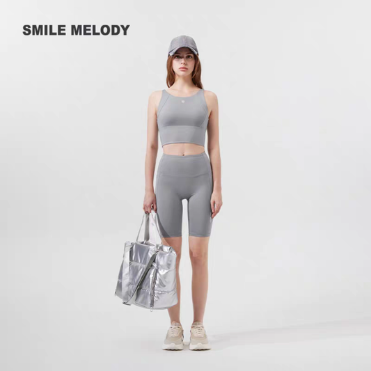 Smile Melody 蝴蝶BRAS長款運動內衣-亮灰運動瑜伽背心