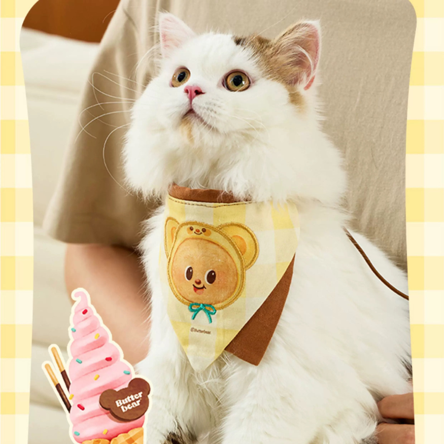 【有點淘氣x黃油小熊】寵物口水巾貓狗通用