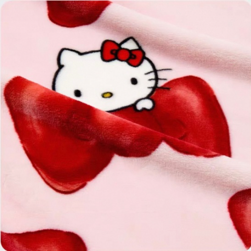 tbh野獸派家居 × Hello Kitty紅色蝴蝶結法蘭絨二合一抱枕毯